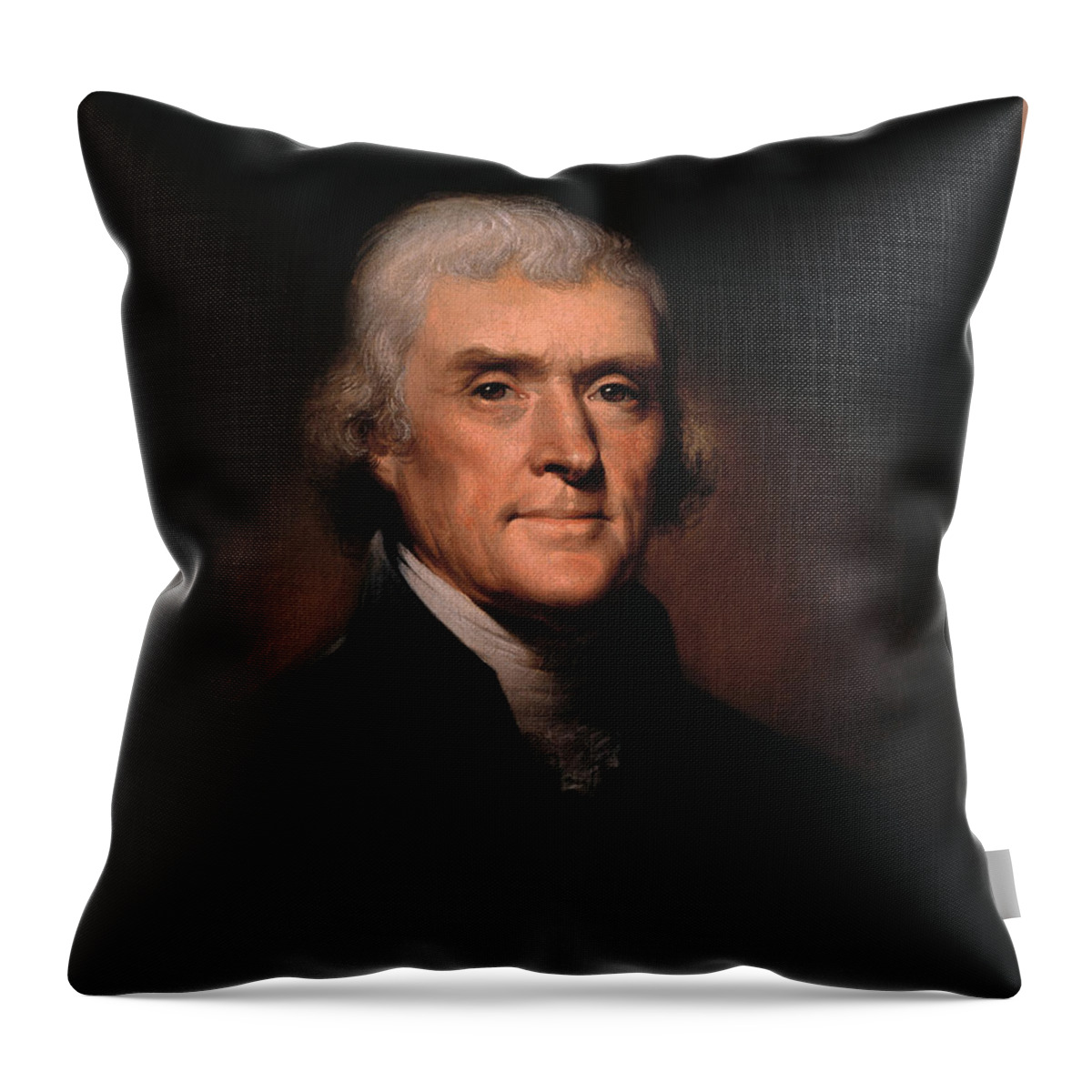 #faatoppicks Throw Pillow featuring the painting President Thomas Jefferson by War Is Hell Store