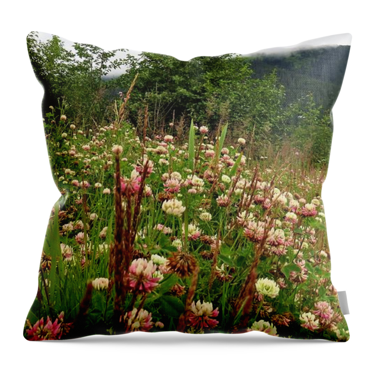Flowering Field Throw Pillow featuring the photograph Pretty Pink Fields by Joan Stratton