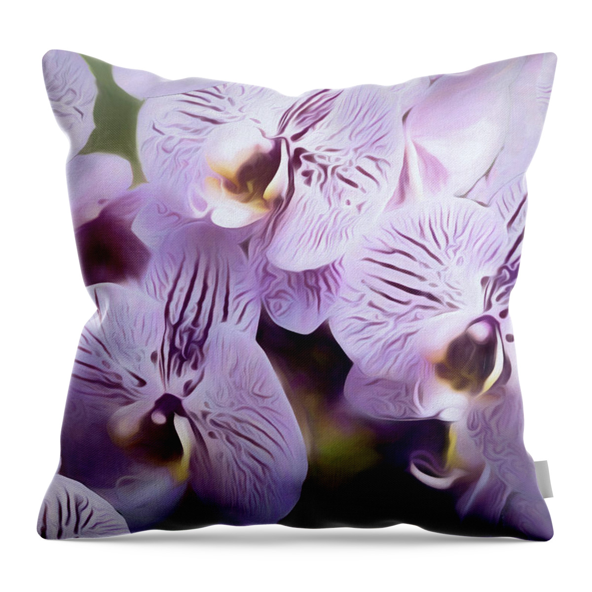 Flowers Throw Pillow featuring the mixed media Pretty Purple Petals Abstracted 8 by Lynda Lehmann