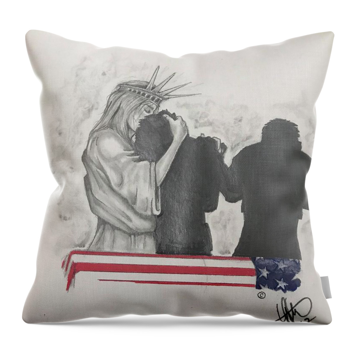 Liberty Throw Pillow featuring the drawing Price of Liberty by Howard King