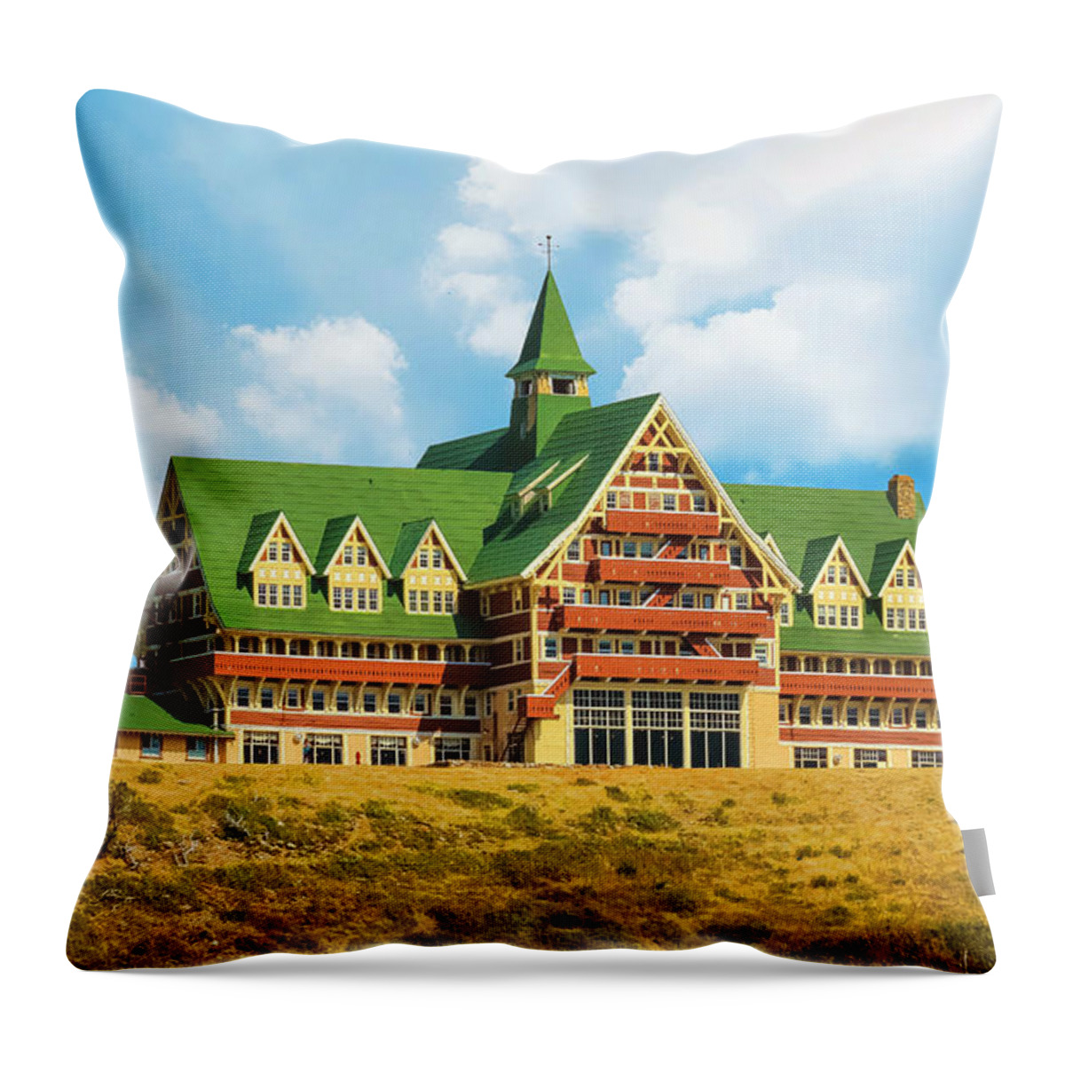 Alberta Canada Throw Pillow featuring the photograph Prince of Wales Hotel is Elegant Grand and Haunted by Ola Allen
