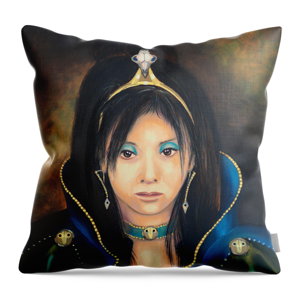 Princess Throw Pillow featuring the painting Princess Mai Karuki by David Bader
