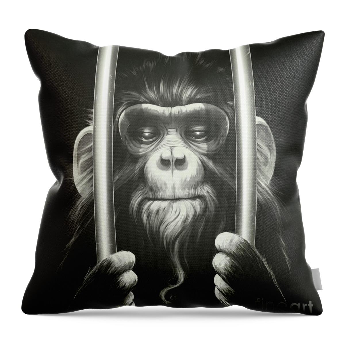 Ape Throw Pillow featuring the digital art Prisoner II by Lukas Brezak