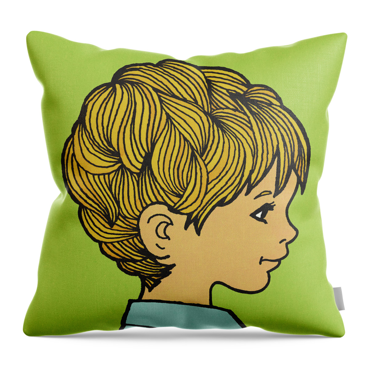 Adolescence Throw Pillow featuring the drawing Profile of a Boy with Blond Hair by CSA Images