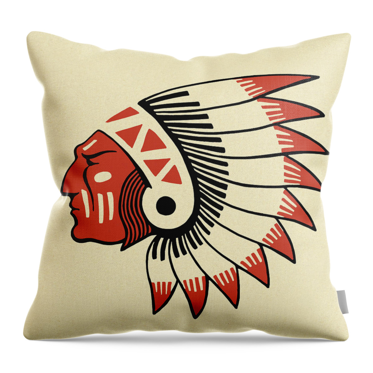 Adult Throw Pillow featuring the drawing Profile of an Indian Chief by CSA Images