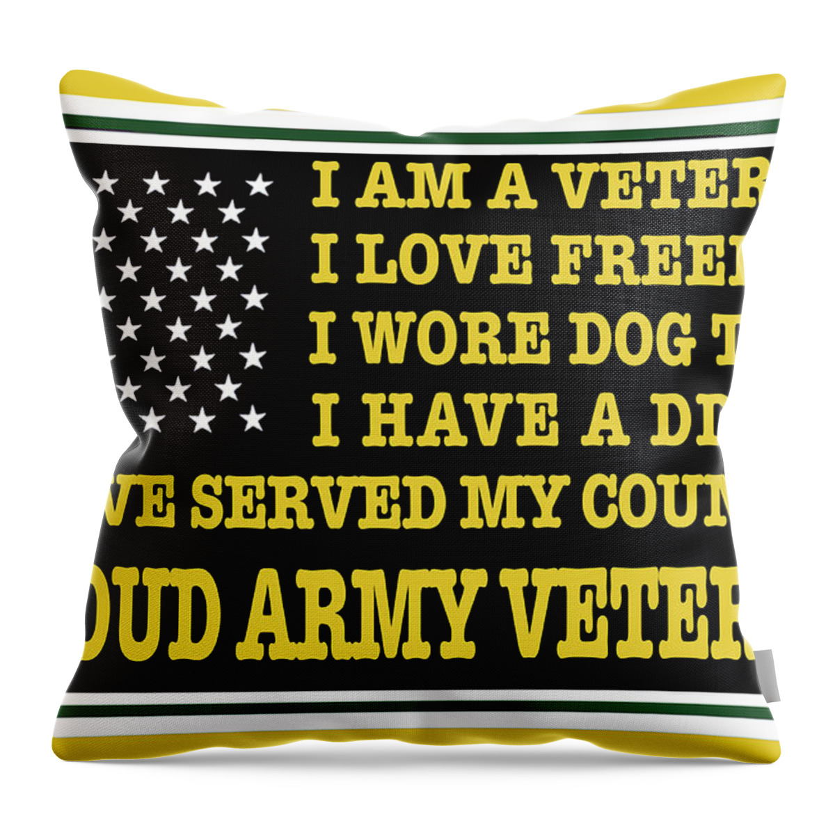 Army Throw Pillow featuring the digital art Proud Army Veteran by Pheasant Run Gallery