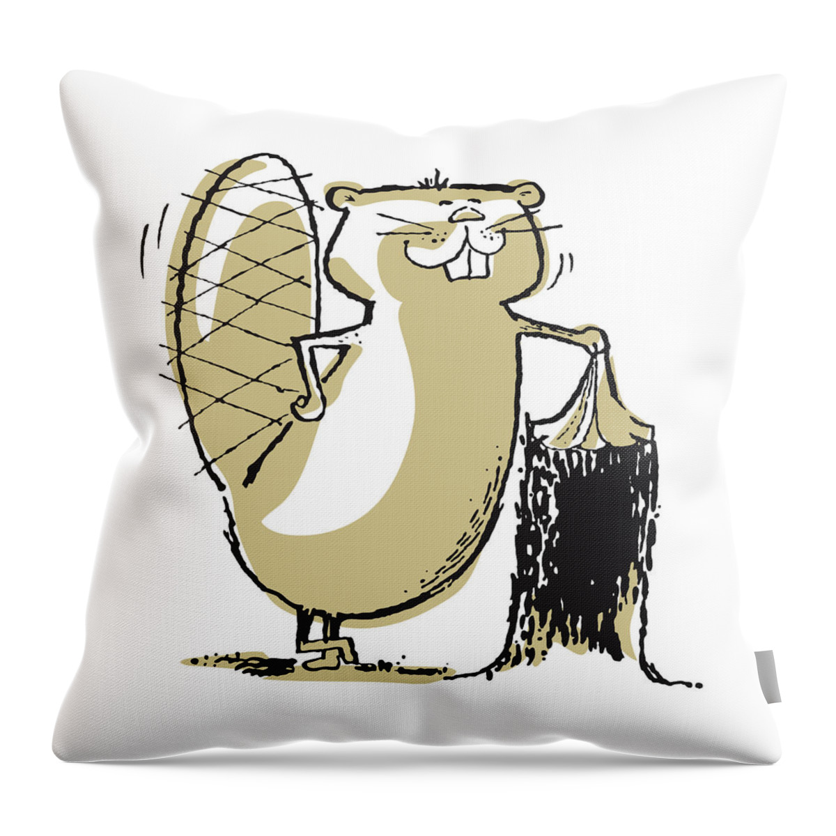Animal Throw Pillow featuring the drawing Proud Chipmunk with Stump by CSA Images
