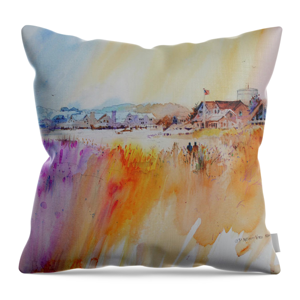 Visco Throw Pillow featuring the painting The Shores of Provincetown by P Anthony Visco
