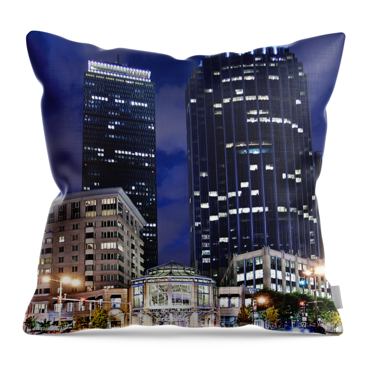 Estock Throw Pillow featuring the digital art Prudential Center, Boston, Ma by Claudia Uripos