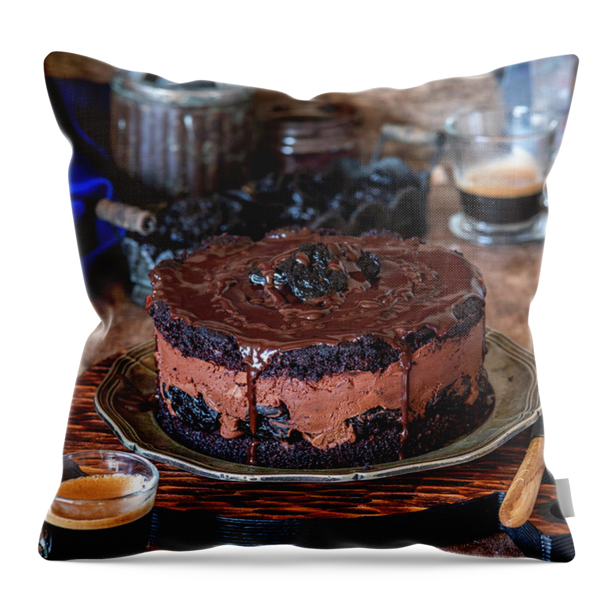 Ip_13179751 Throw Pillow featuring the photograph Prune Chocolate Cake by Irina Meliukh