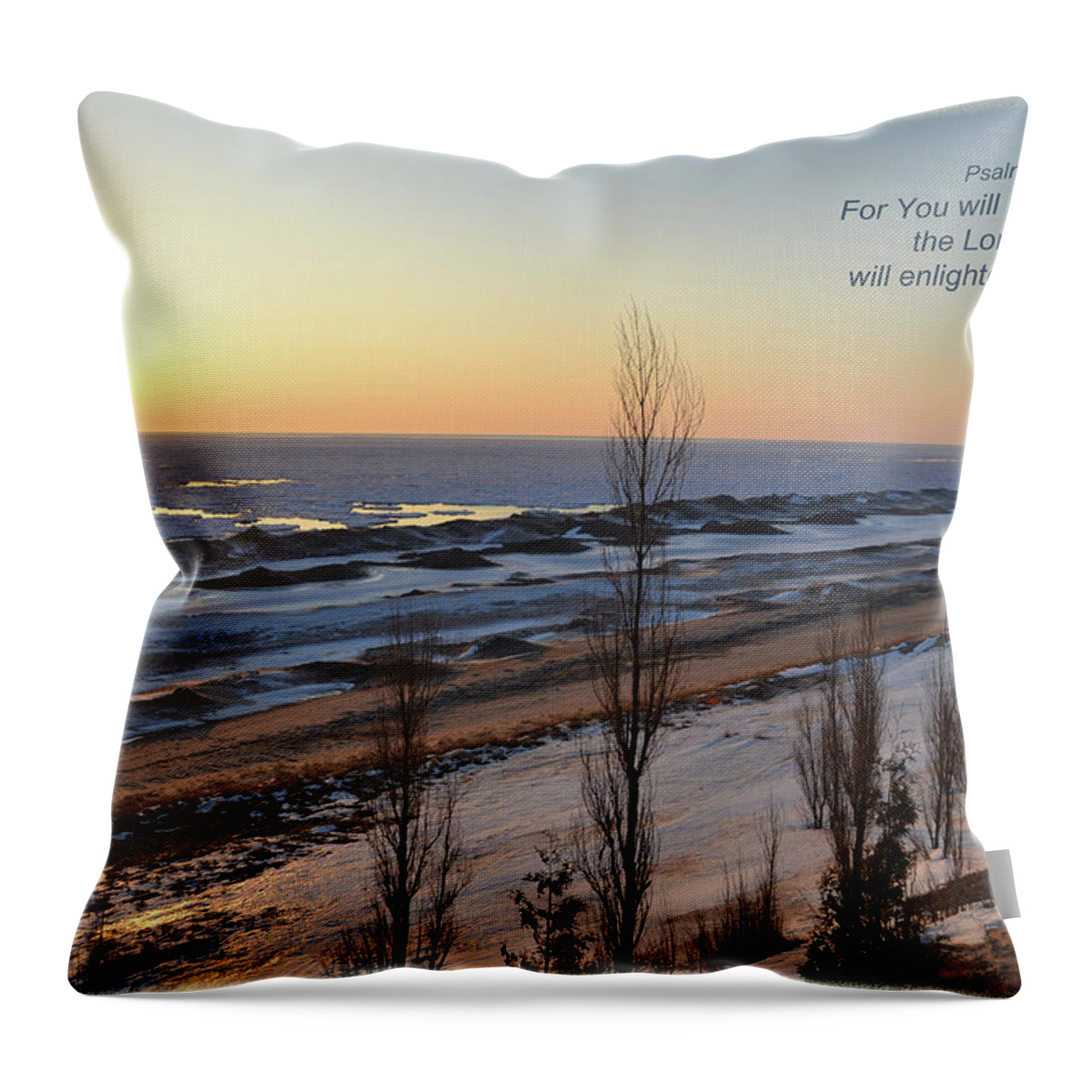  Throw Pillow featuring the mixed media Psalm 18 28 by Lori Tondini