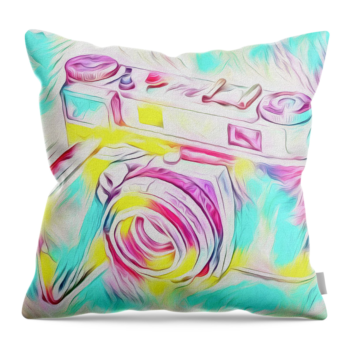 Camera Throw Pillow featuring the painting Psychedelic Kodak by Bob Orsillo