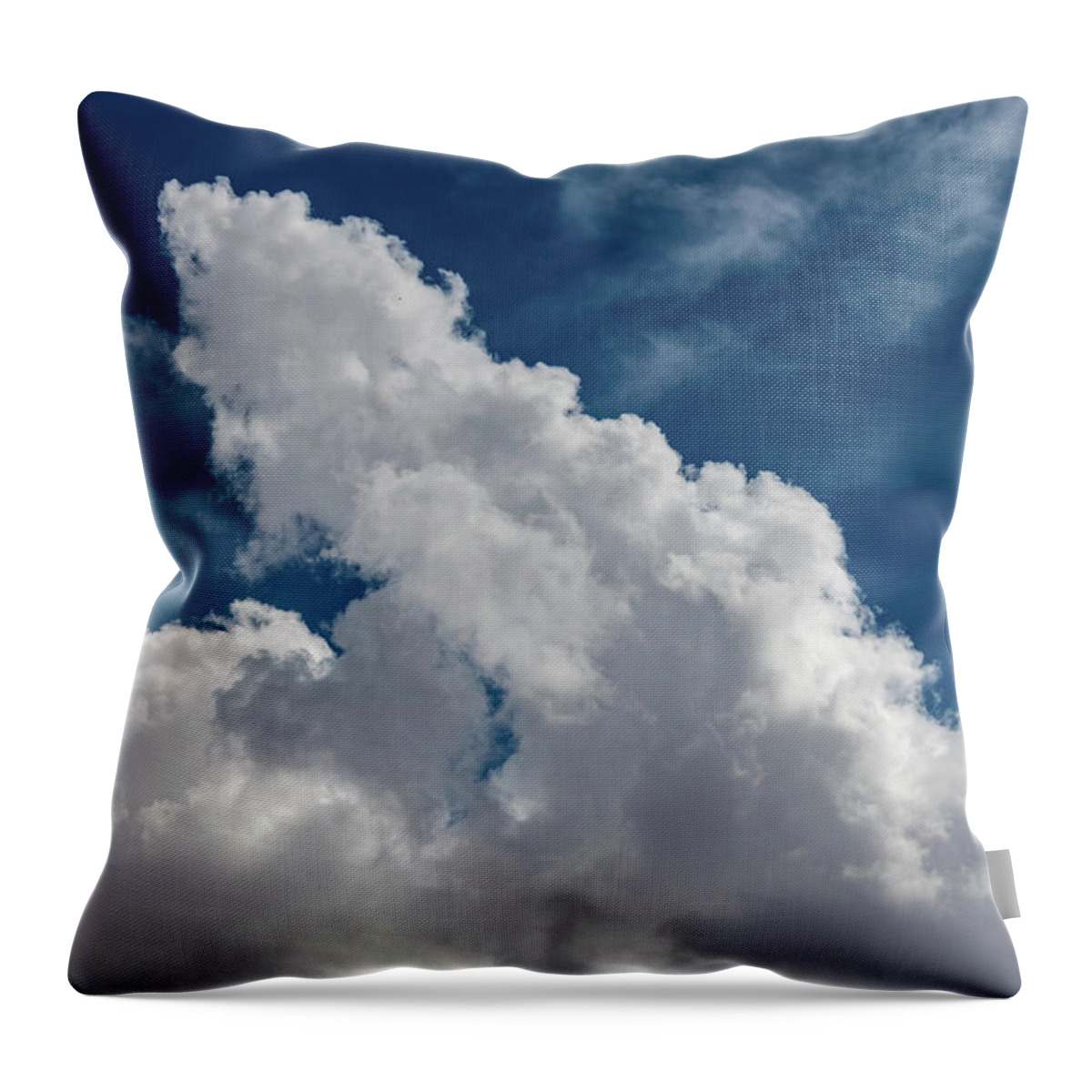 White Throw Pillow featuring the photograph Puffy White Clouds by Douglas Killourie