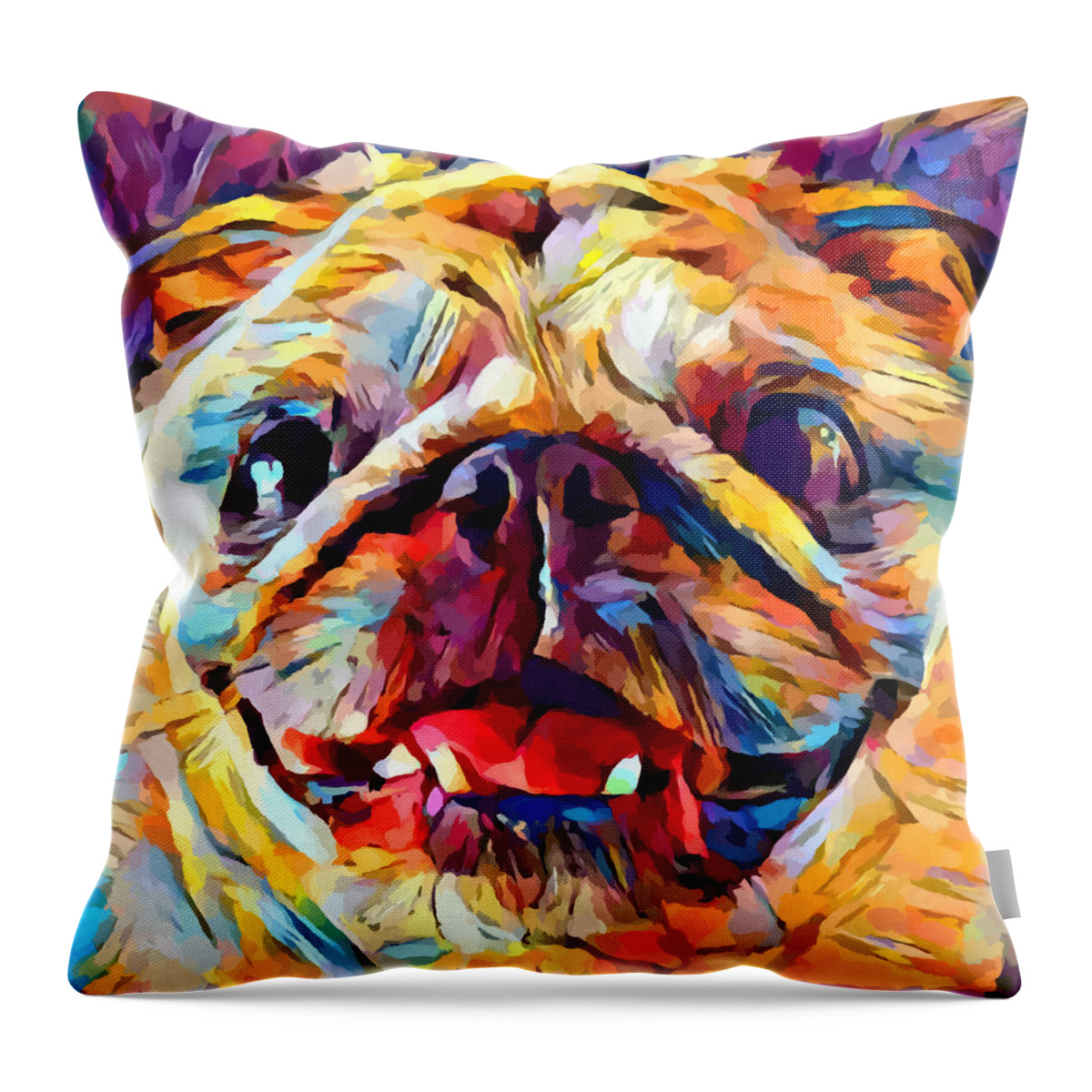 Pug Throw Pillow featuring the painting Pug 4 by Chris Butler