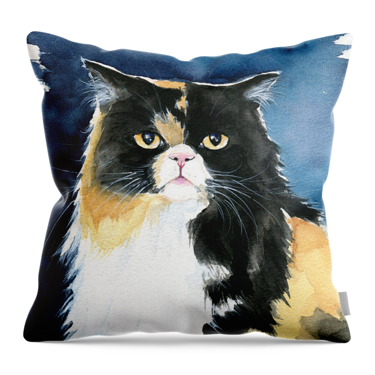 Cat Throw Pillow featuring the painting Pumpy Persian Princess by Dora Hathazi Mendes
