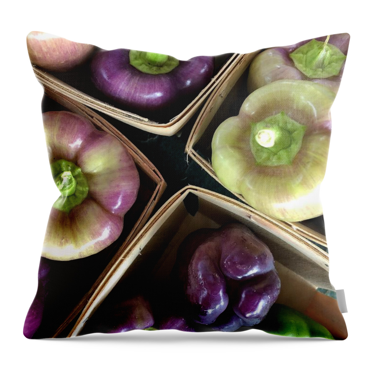 Freshness Throw Pillow featuring the photograph Purple and White Bell Peppers by Jori Reijonen