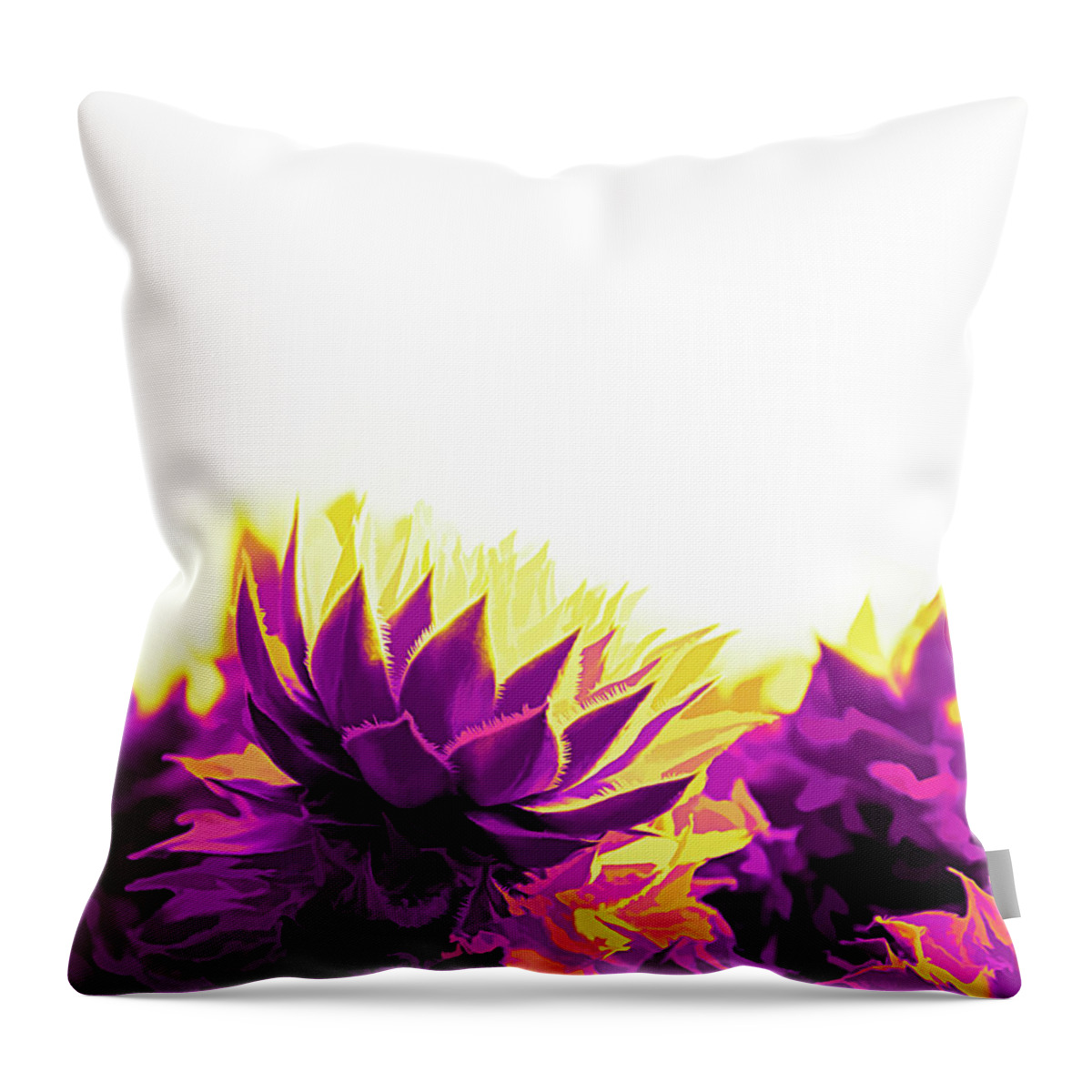 Houseleek Throw Pillow featuring the digital art Purple and Yellow Houseleeks by Scott Lyons