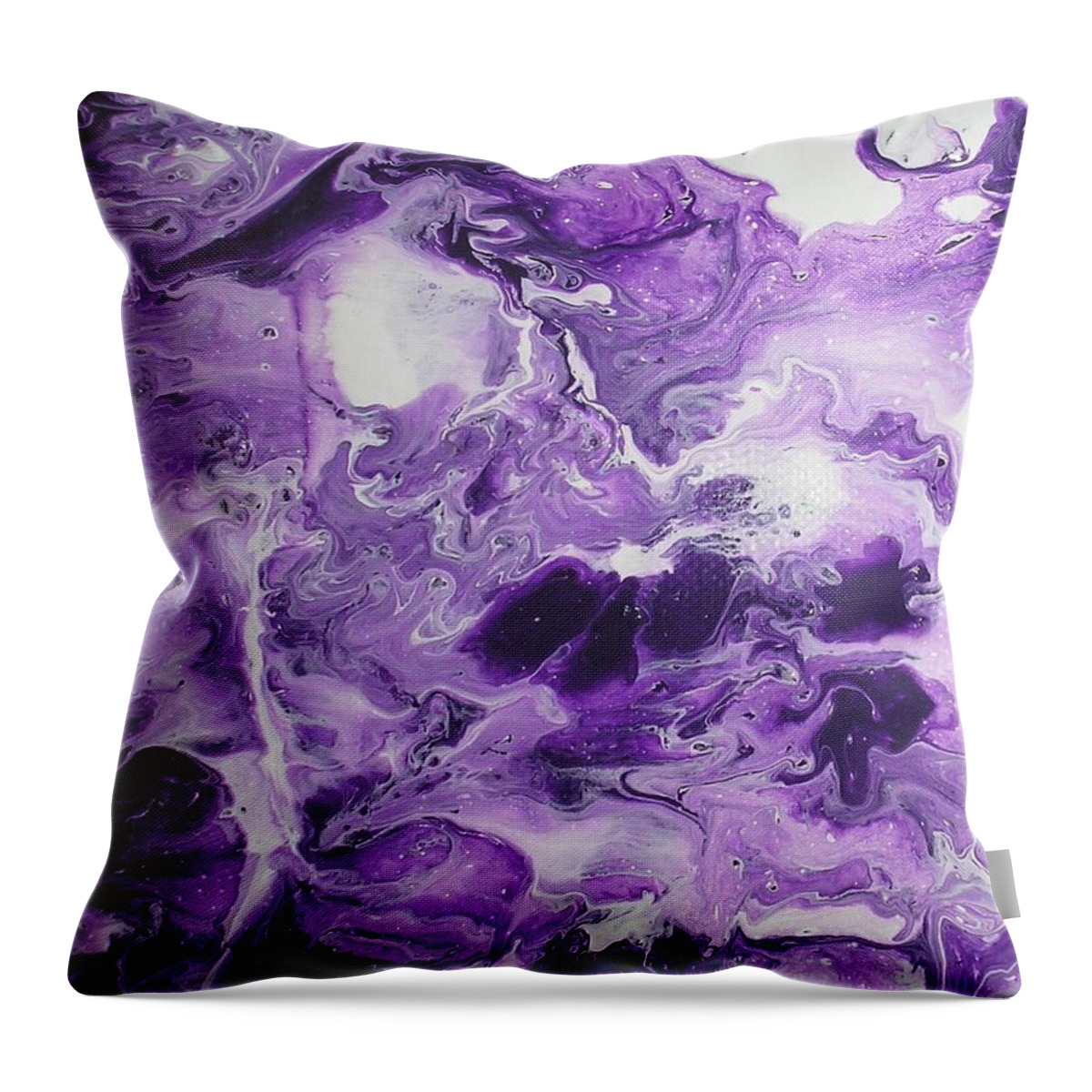 Purple Abstract Throw Pillow featuring the painting Purple Chaos Abstract 1 by Karen Jane Jones