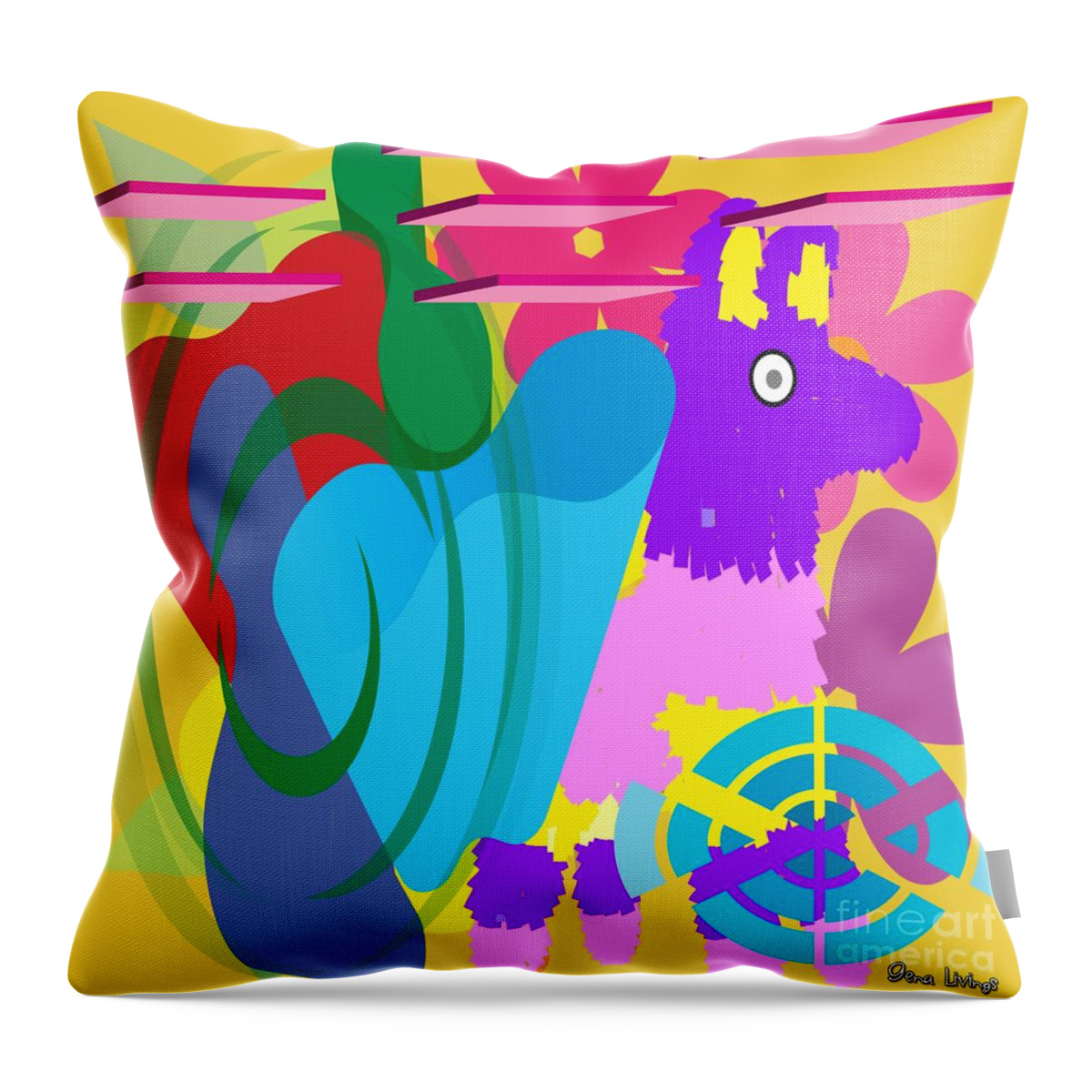  Throw Pillow featuring the digital art Purple Horse Power by Gena Livings