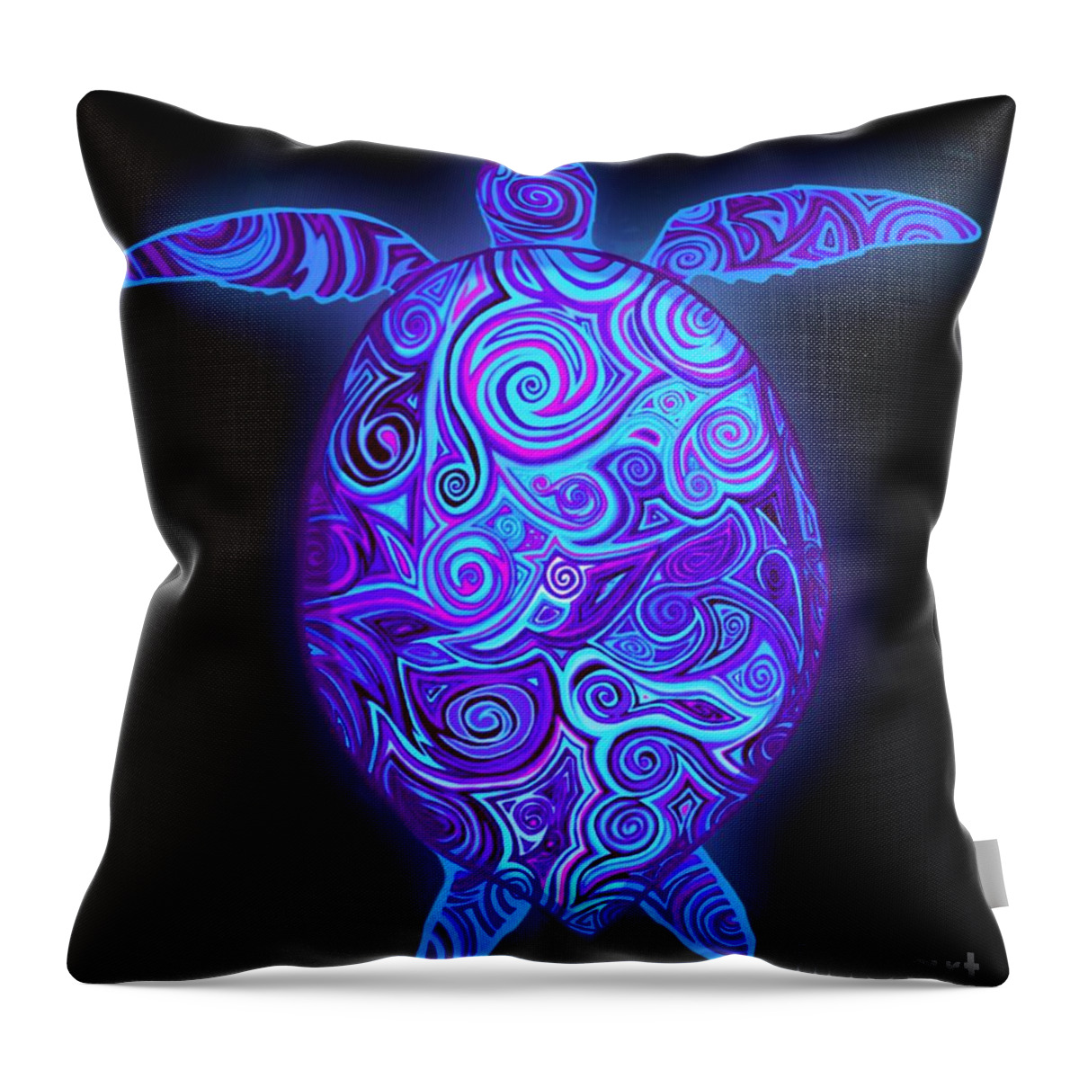 Sea Turtle Throw Pillow featuring the digital art Purple Sea Turtle by Nick Gustafson