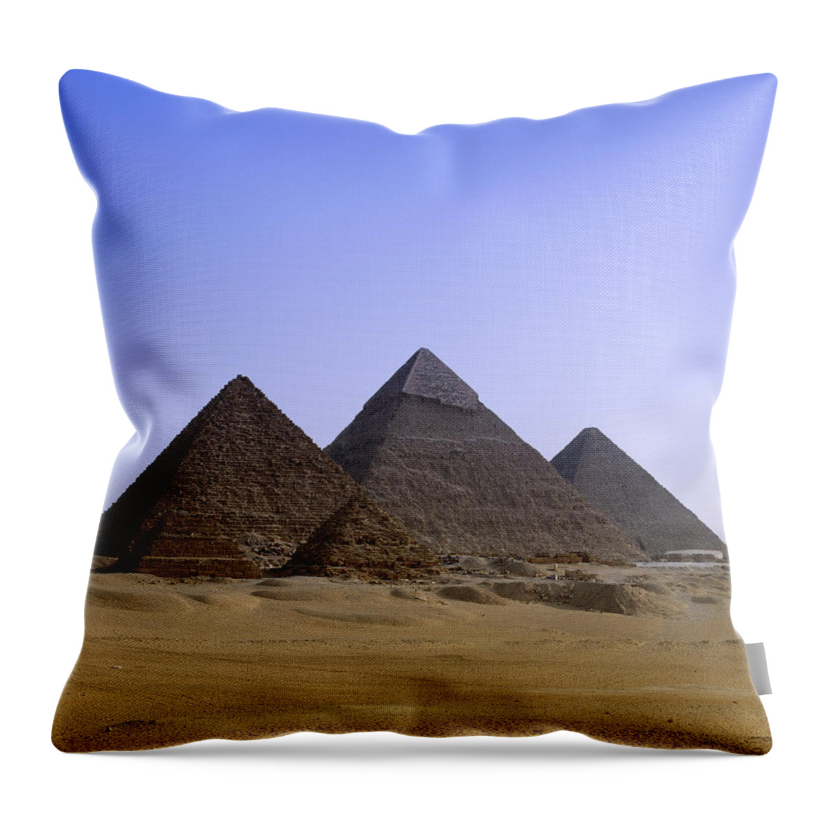 Clear Sky Throw Pillow featuring the photograph Pyramids In Desert Landscape, Close Up by Stephen Studd