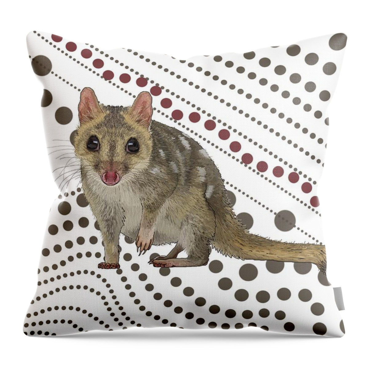 Q Is For Quoll Throw Pillow featuring the drawing Q is for Quoll by Joan Stratton