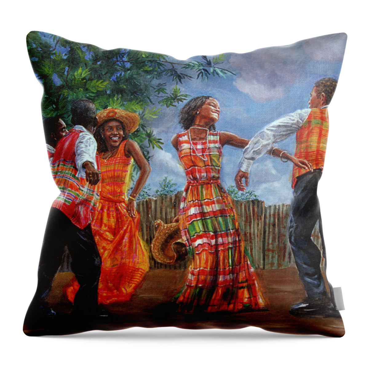 Caribbean Throw Pillow featuring the painting Quadrille by Jonathan Gladding