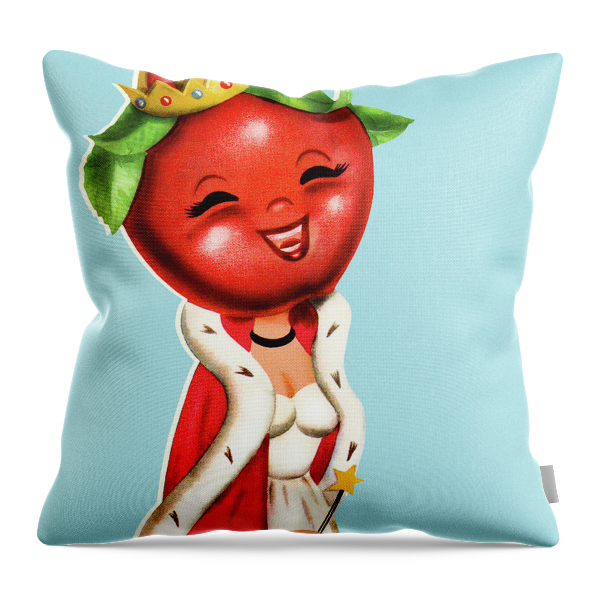 Apple Throw Pillow featuring the drawing Queen with an Apple Head by CSA Images
