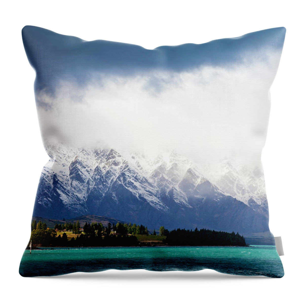 Scenics Throw Pillow featuring the photograph Queenstown Mountain Range, New Zealand by Enjoynz