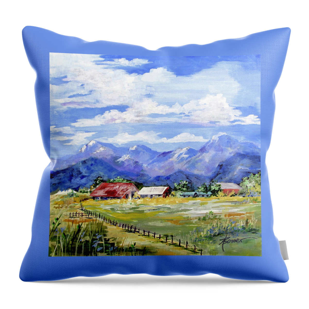 New Mexico Throw Pillow featuring the painting Quiet Afternoon in the Sangre de Cristos by Adele Bower