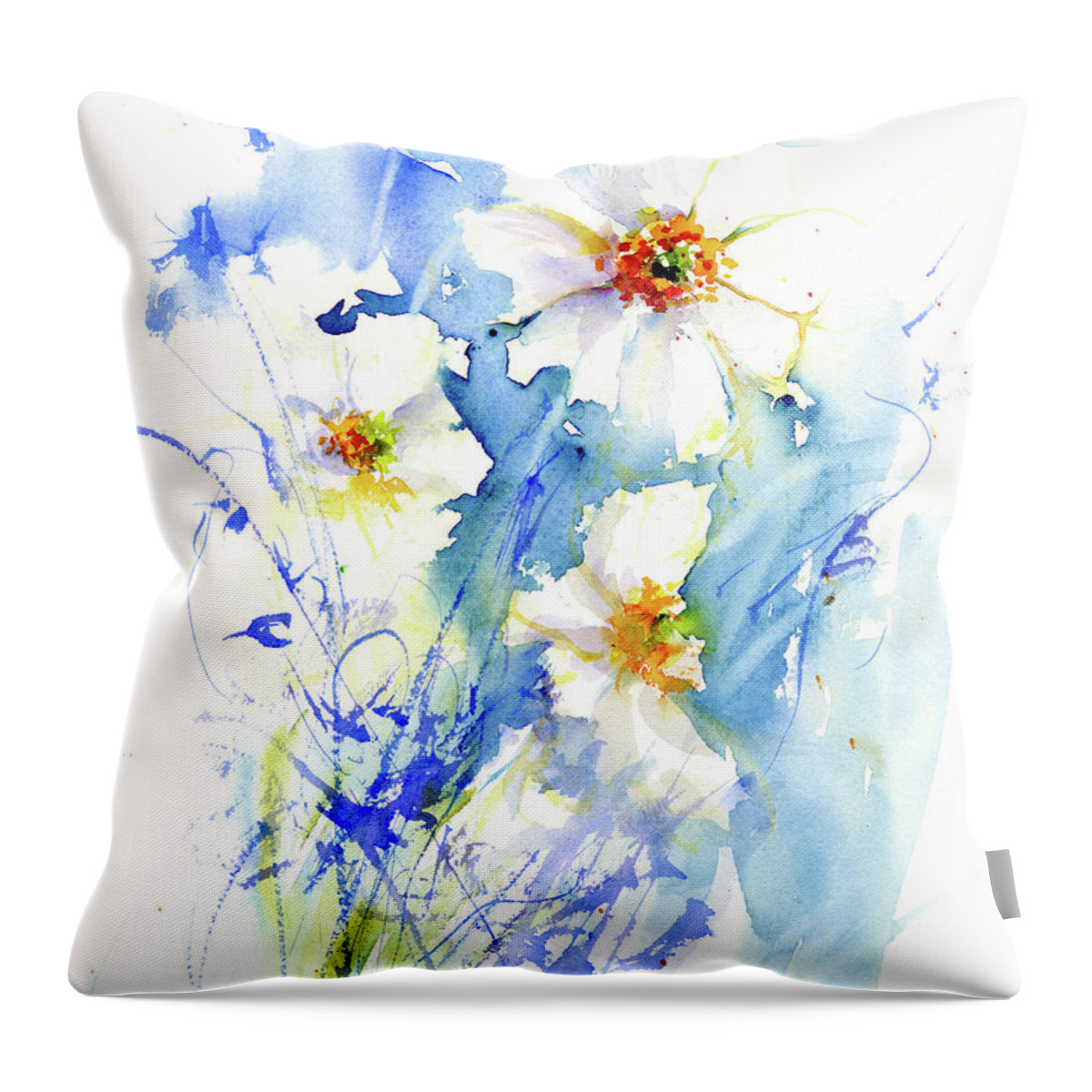 Florals Throw Pillow featuring the painting Quiet Anemones by Christy Lemp