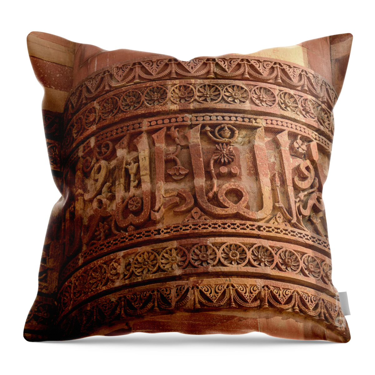Asia Throw Pillow featuring the photograph Qutub Minar Inscriptions 05 by Werner Padarin