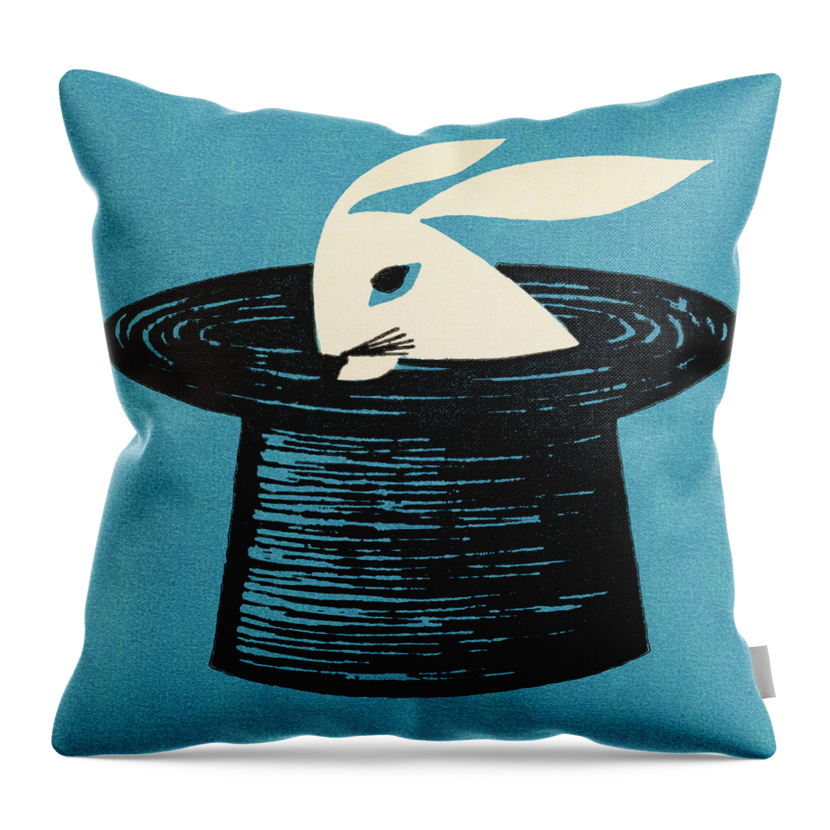 Accessories Throw Pillow featuring the drawing Rabbit in Magician's Hat by CSA Images