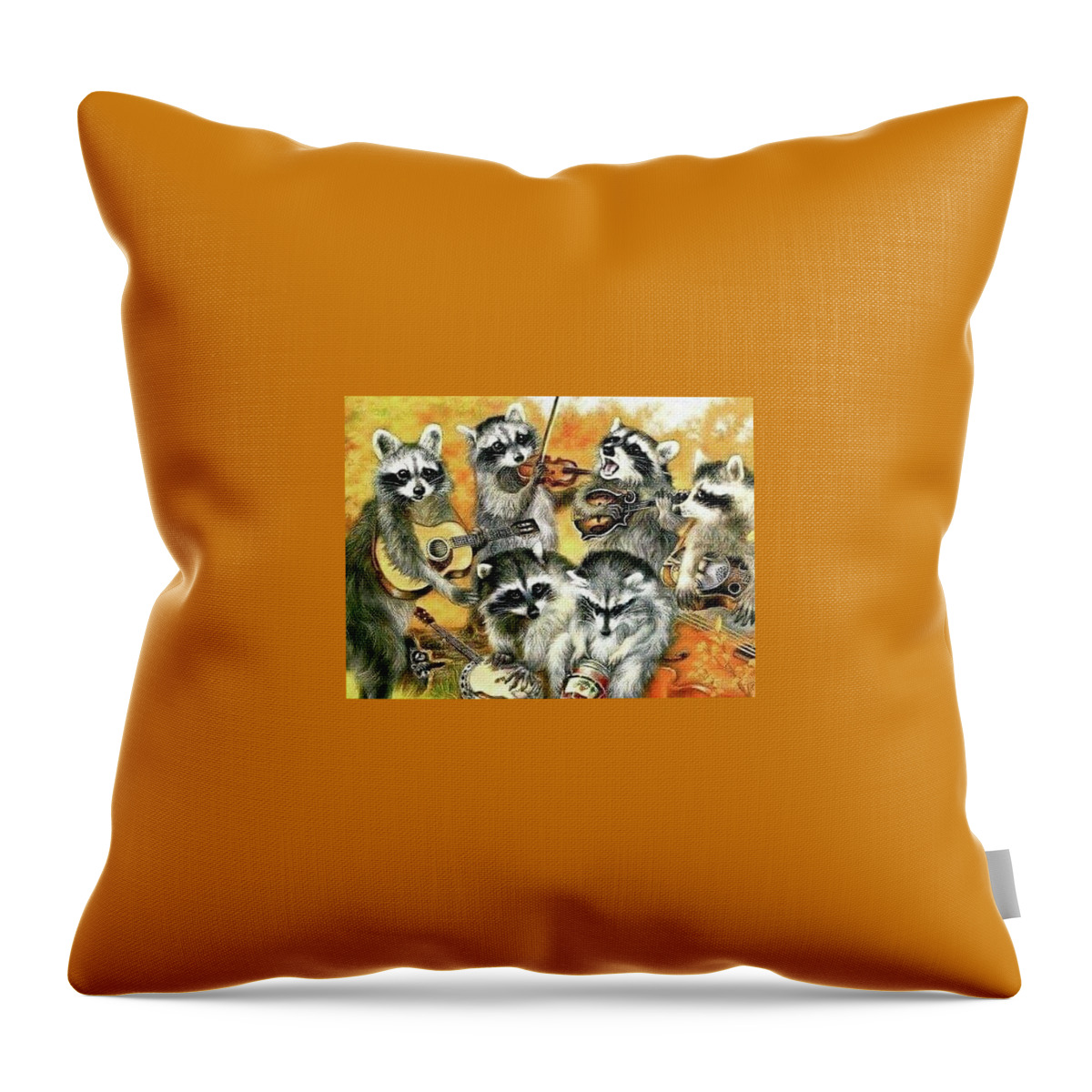 Raccoons Throw Pillow featuring the photograph Raccoon Band by Artist Unknown