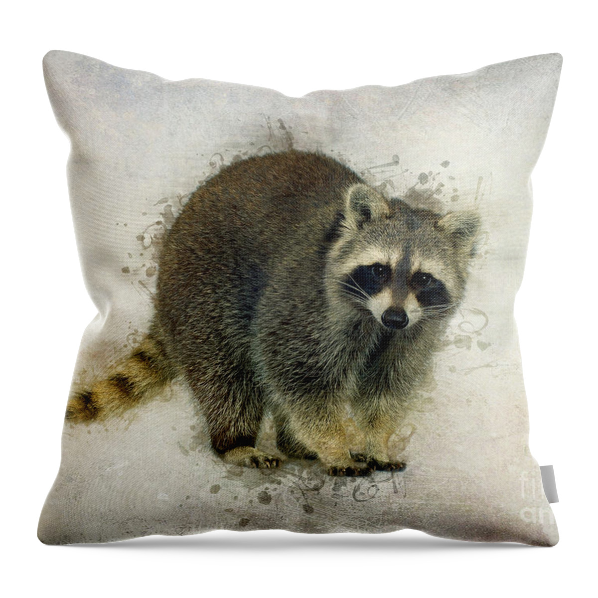 Animal Throw Pillow featuring the digital art Raccoon by Ian Mitchell
