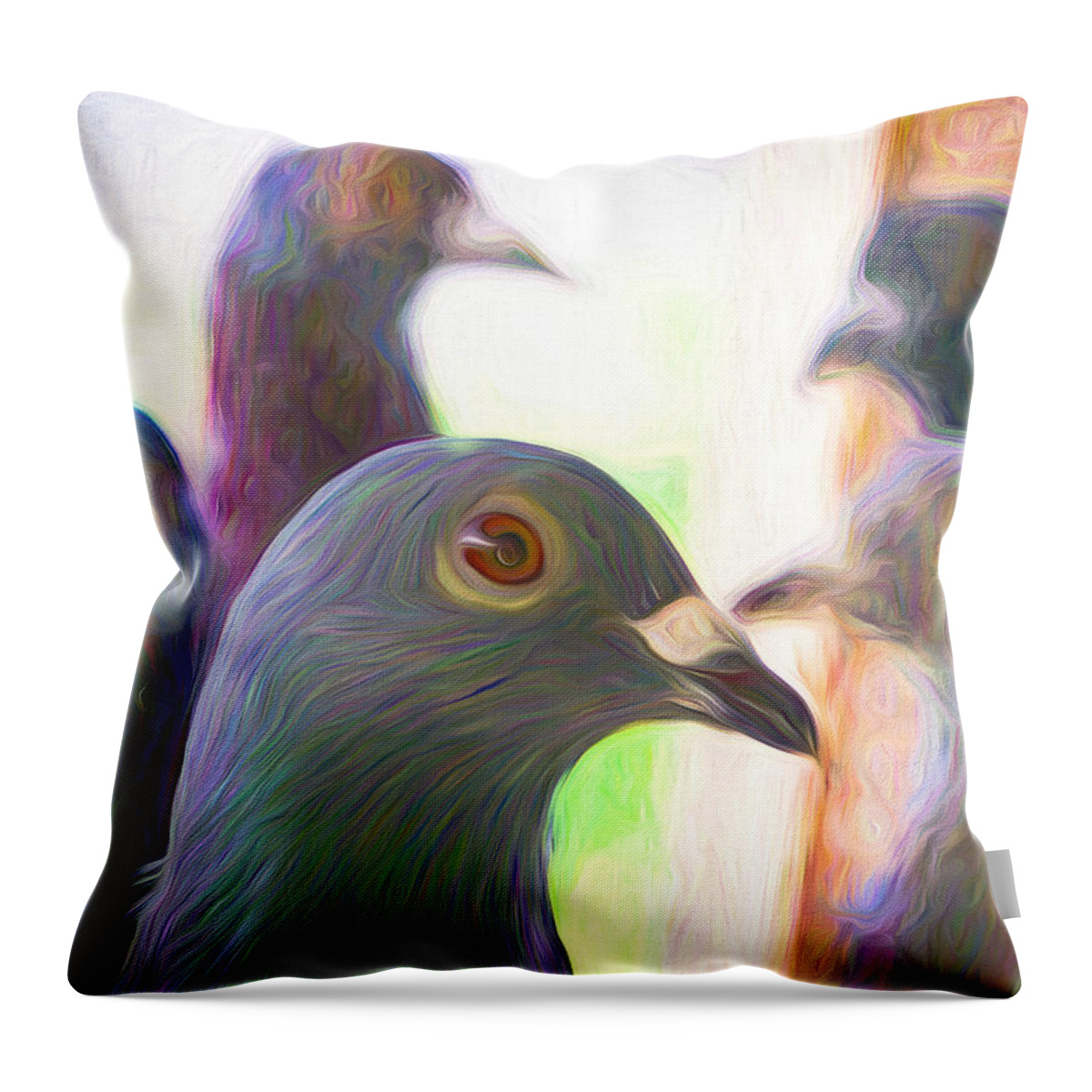 Pigeon Throw Pillow featuring the photograph Racing Pigeons Group Swirly by Don Northup