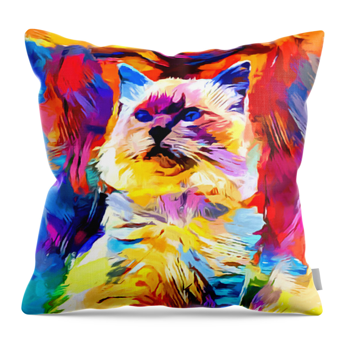 Ragdoll Cat Throw Pillow featuring the painting Ragdoll by Chris Butler