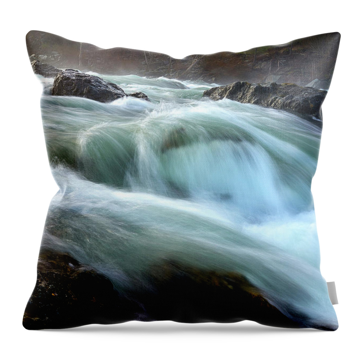 River Throw Pillow featuring the photograph Raging River by Janet Kopper