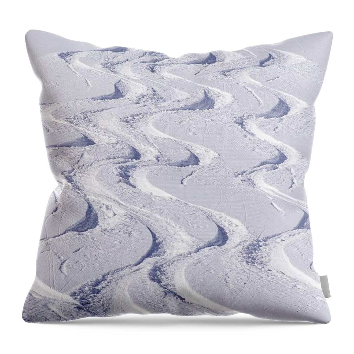 Skiing Throw Pillow featuring the photograph Rails In Snow by Marten Adolfson