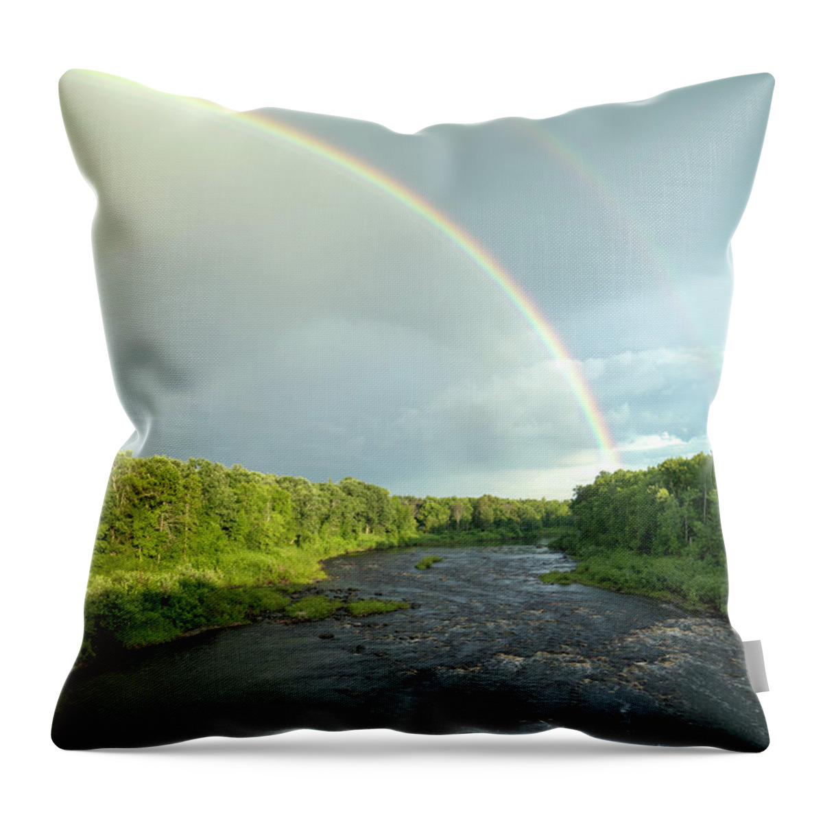 Minnesota Throw Pillow featuring the photograph Rainbow over the Littlefork River by Lori Dobbs