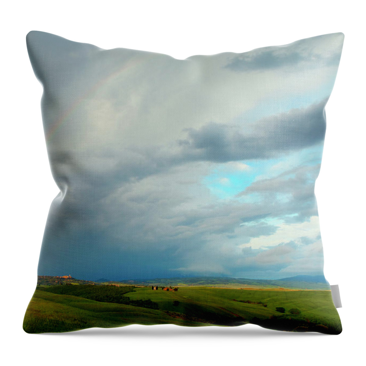 Scenics Throw Pillow featuring the photograph Rainbow Over Tuscany by Mammuth