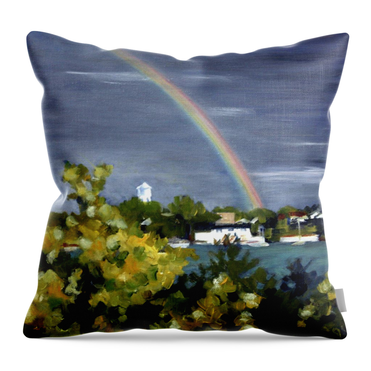 Landscape Throw Pillow featuring the painting Rainbow by Sarah Lynch