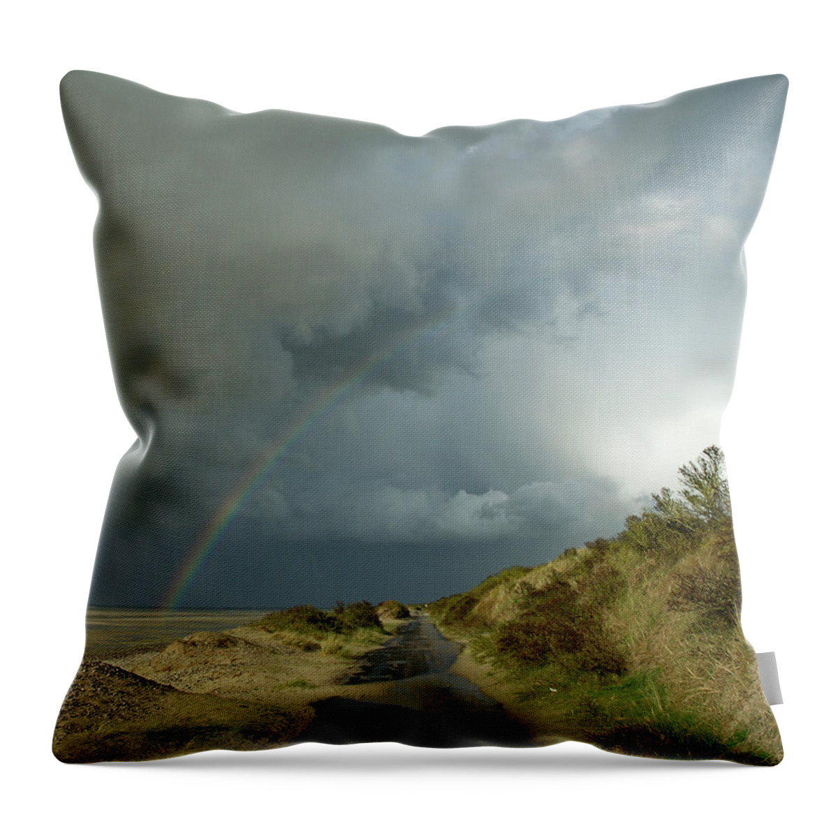 Scenics Throw Pillow featuring the photograph Rainbow Storm by Guillaume Temin
