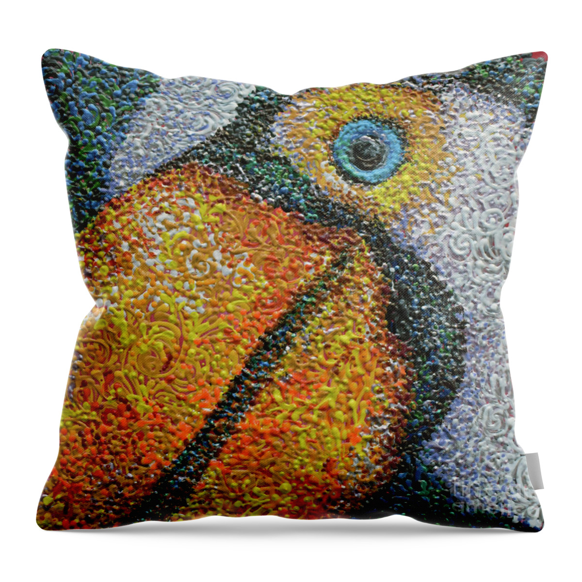 Rainforest Resident Throw Pillow featuring the painting Rainforest Resident by Cheryle Gannaway