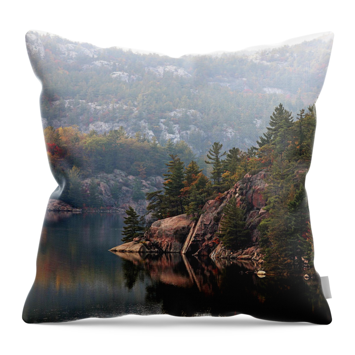George Lake Throw Pillow featuring the photograph Rainy Day George Lake by Debbie Oppermann