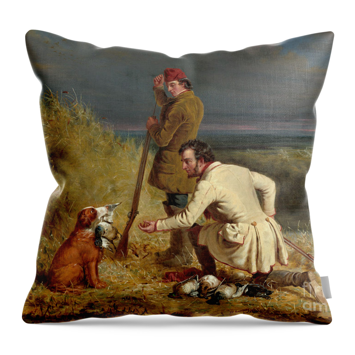 19th Century Throw Pillow featuring the painting Ranney, Duck Shooting by Granger