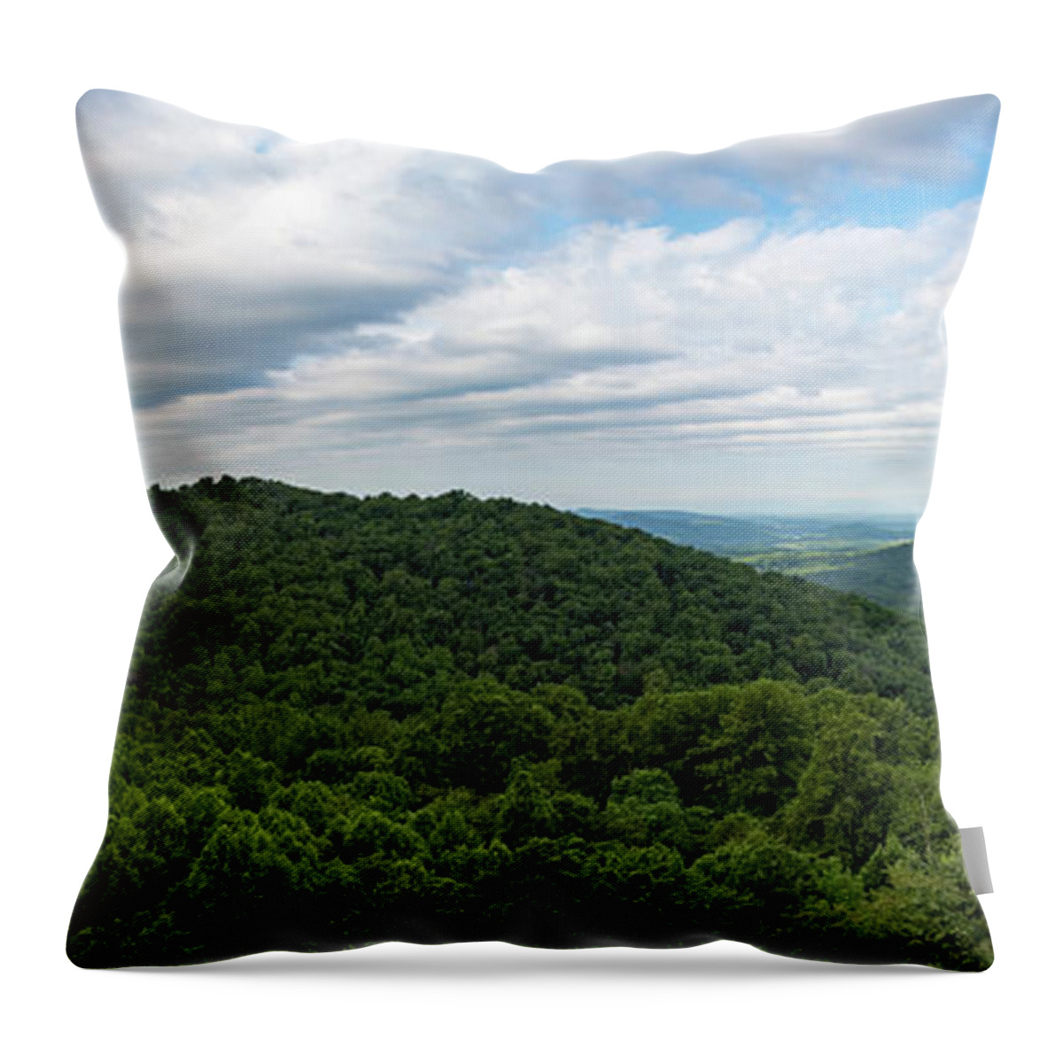 Appalachian Trail Throw Pillow featuring the photograph Raven Rocks Overlook Panorama by Natural Vista Photo