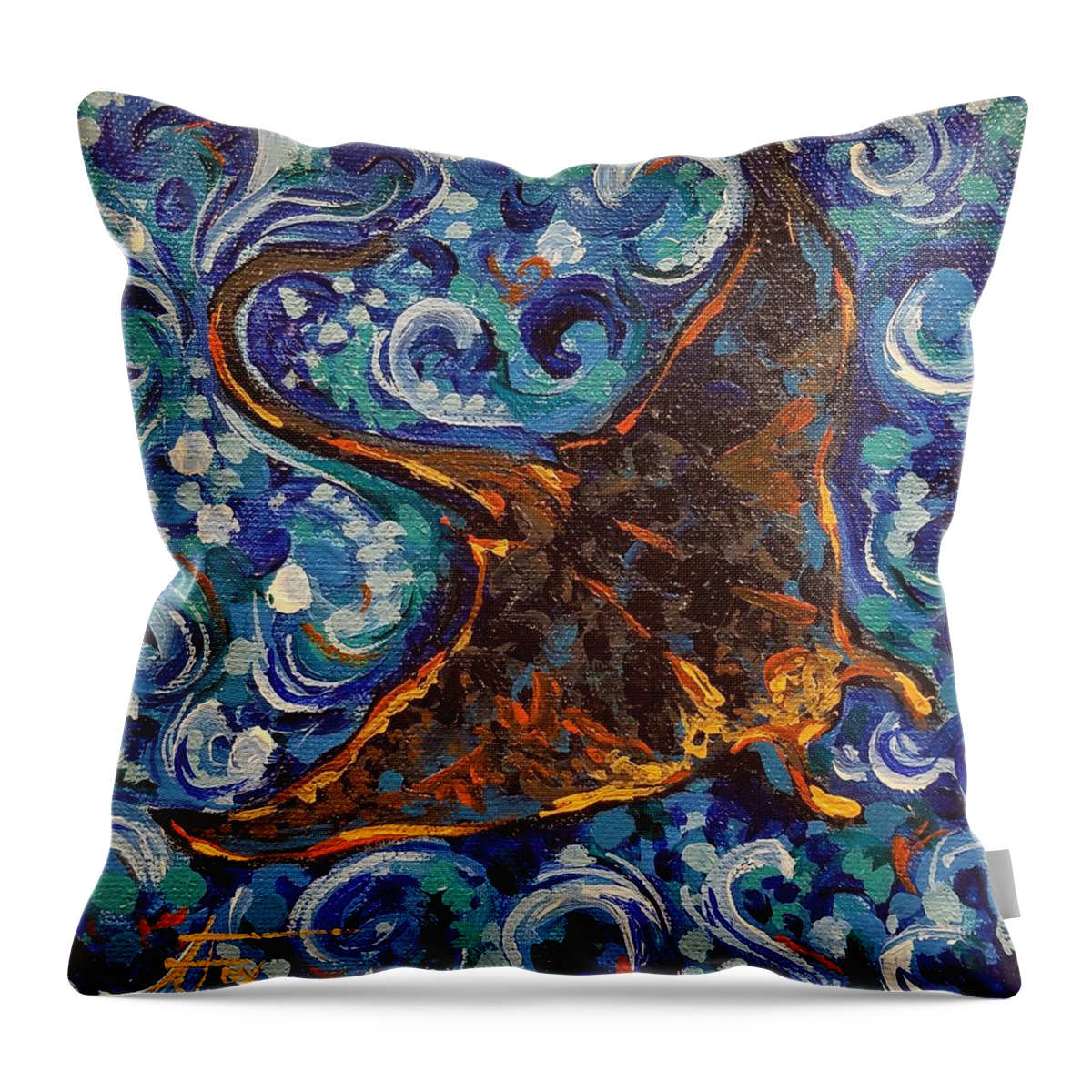 Ray Throw Pillow featuring the painting Ray by Allison Fox