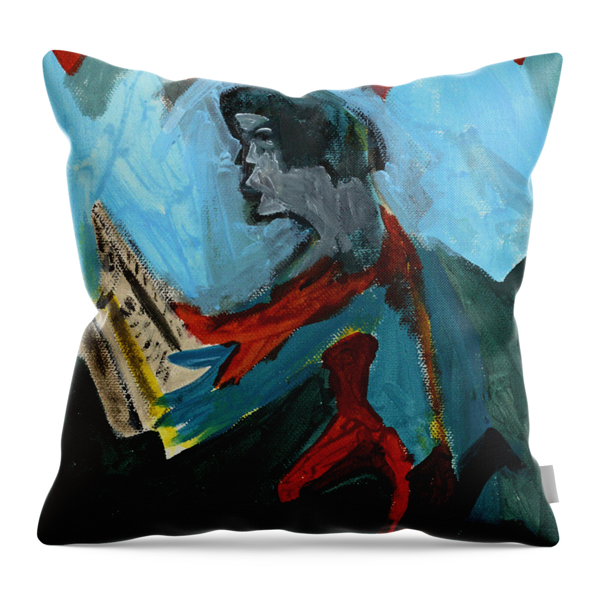 Reading Throw Pillow featuring the painting Reading by Edgeworth Johnstone