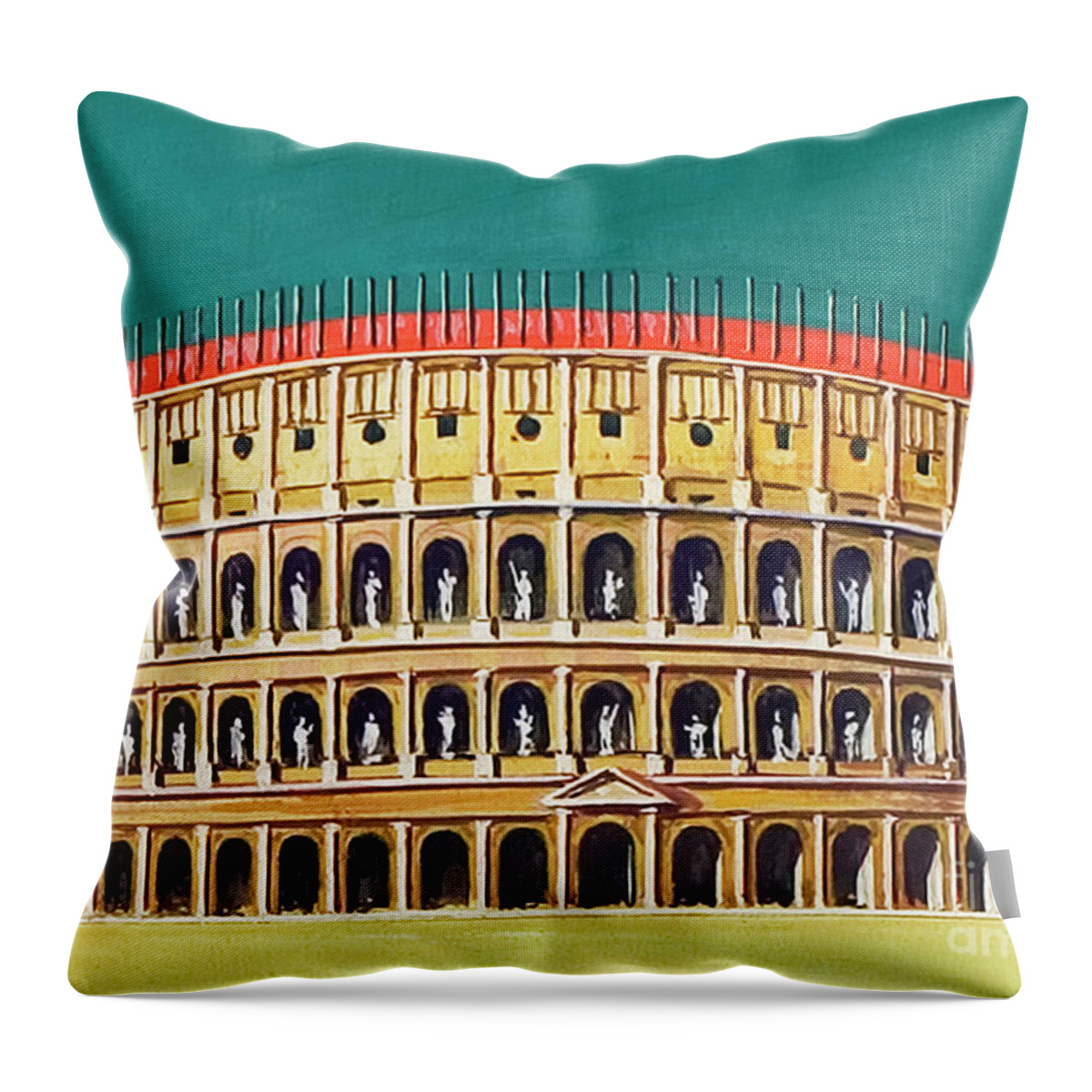 Ancient Throw Pillow featuring the painting Reconstruction of the Colosseum by Severino Baraldi